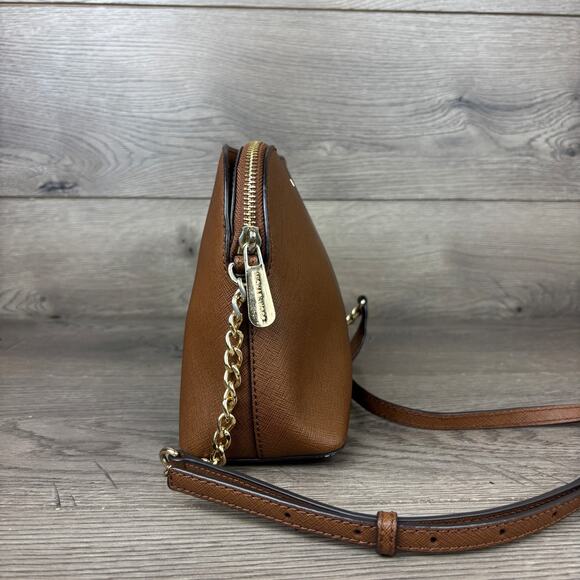 Michael Kors Brown Cindy Dome Saffiano Leather Crossbody Strap Chain Handbag - Picture 2 of 15